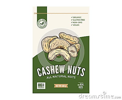 Vector cashew nuts packaging design template Vector Illustration