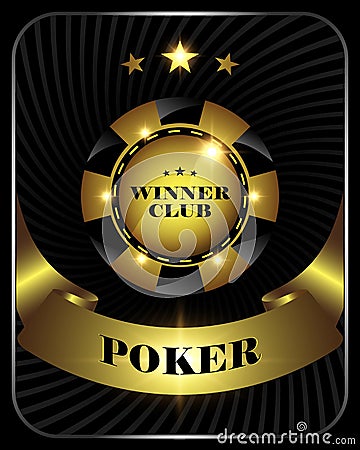 Vector casino poker gold chip, template for design backgrounds, cards, logo. Vector Illustration