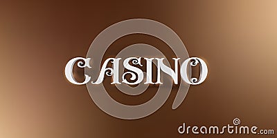Vector casino word sign in 3d style on golden background. Casino letters banner design Vector Illustration
