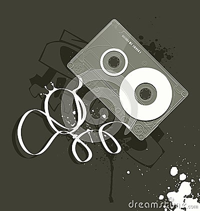 Vector cassette, grunge style Vector Illustration