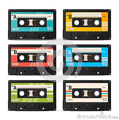 Vector Cassette Tape Collection Vector Illustration