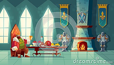 Vector feast concept, king eats food, meal Vector Illustration