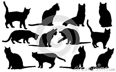 Vector cats silhouette. Vector Illustration