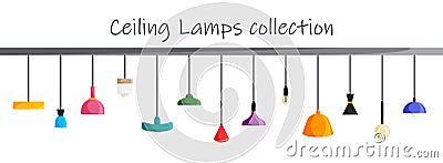 Vector ceiling lamps collection in flat style Vector Illustration