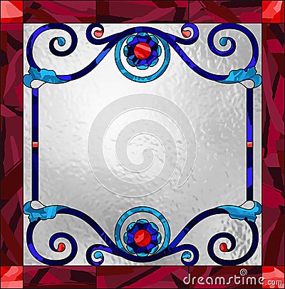 Vector ceiling panels stained glass window. Baroque style. Vector Illustration