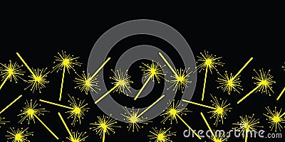 Vector celebration seamless border in black and yellow Vector Illustration