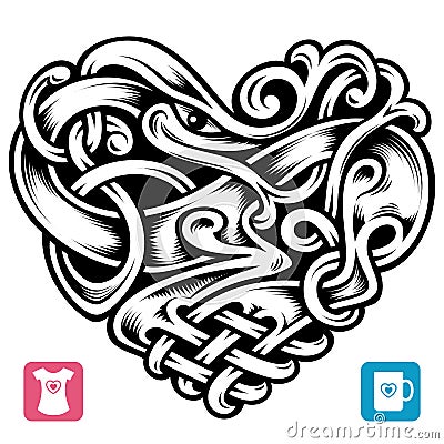 Vector celtic pattern in the shape of heart Vector Illustration