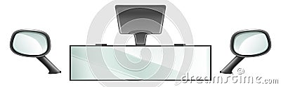 Vector center and side rear view car mirrors Vector Illustration