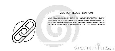 Vector chain, link, hyperlink one line icon. Continuous one line illustration. Vector Illustration