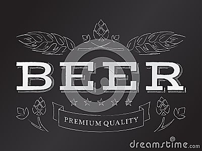 Vector chalk beer emblem Vector Illustration