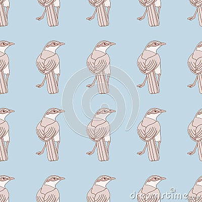 Vector Chalk Browed Mockingbird Pattern Seamless Vector Illustration