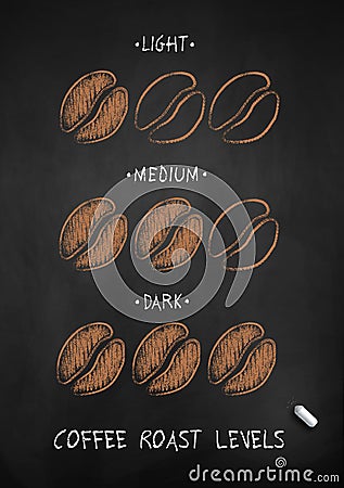 Vector chalk drawn sketch of coffee roast levels Vector Illustration