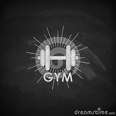 Vector chalk illustration of a dumbbell with burst light rays Vector Illustration