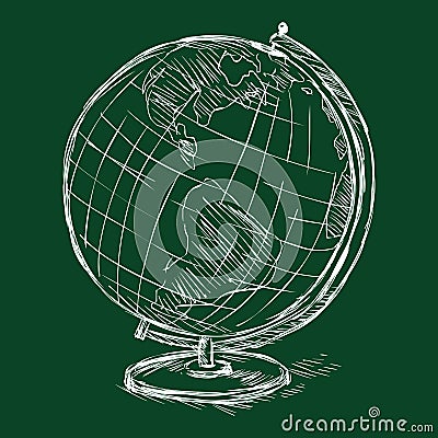 Vector Chalk School Geographical Globe Vector Illustration