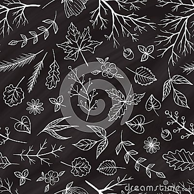Vector chalk style floral seamless pattern. Vector Illustration