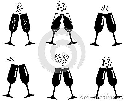 Vector set of champagne glasses. Vector Illustration