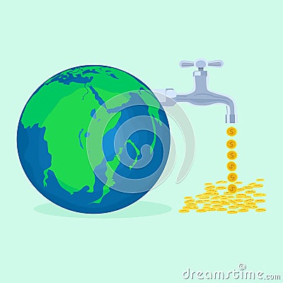 Vector Change world resources into money, world of capitalism, world of investment Vector Illustration