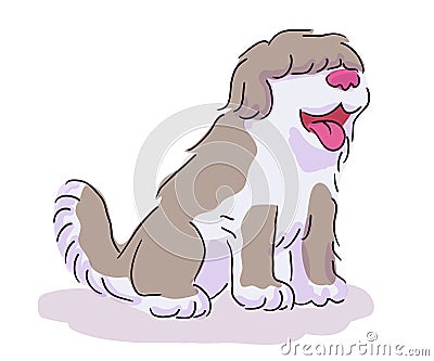 Vector character cute furry big sitting dog Vector Illustration