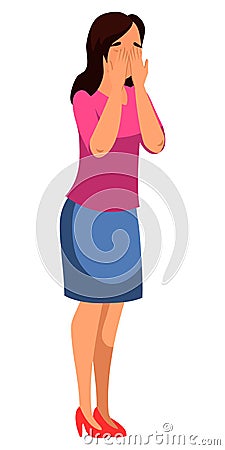 Vector character illustration stressed woman crying Vector Illustration