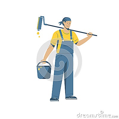 The character of the builder repairman Vector Illustration