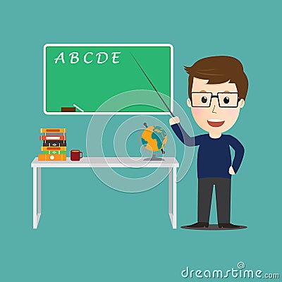 Vector of Character teacher cartoon education concept Vector Illustration