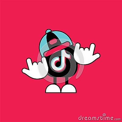 Vector character tik tok two hands you rock Editorial Stock Photo