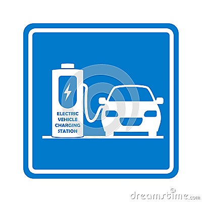 Vector charging station road sign. Place for charge electric car or vehicle. Vector Illustration