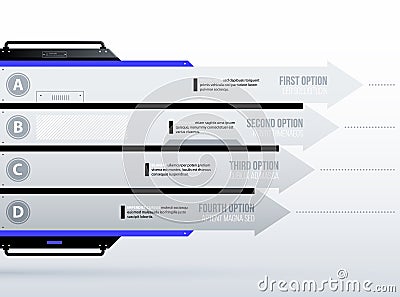 Vector chart. Four futuristic arrows/options in clean hi-tech/techno style Vector Illustration
