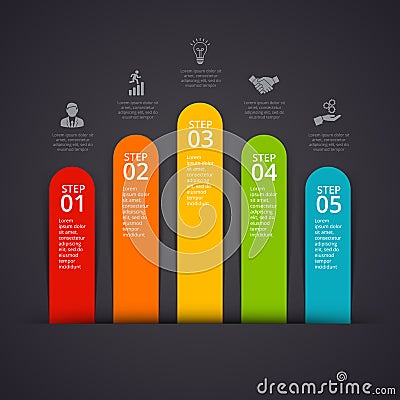 Vector charts infographic on a dark background. Can be used for presentation, diagrams, annual report, web design Vector Illustration