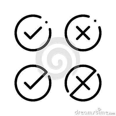 Vector of Check Mark Tick Right Wrong Yes No Icon Flat design Stock Photo