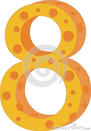 Vector cheese numeral eight Vector Illustration