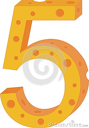 Vector cheese numeral five Vector Illustration