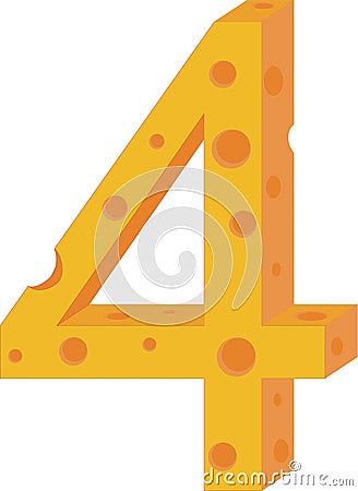 Vector cheese numeral four Vector Illustration