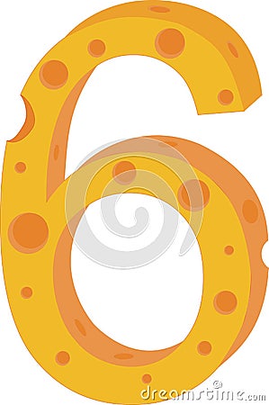 Vector cheese numeral six Vector Illustration