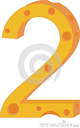 Vector cheese numeral two Vector Illustration