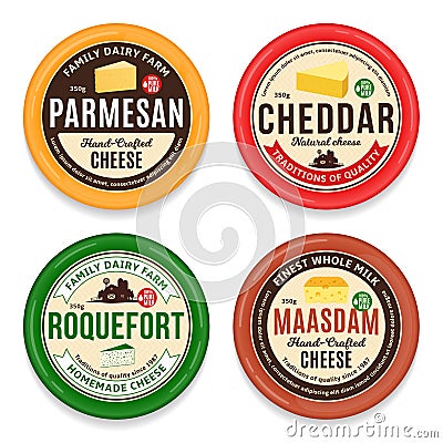 Vector cheese round labels and icons Vector Illustration