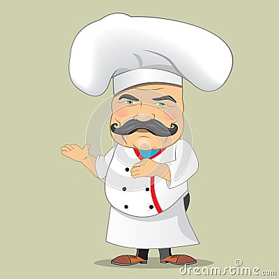 Vector Chef Cook Serving Food Realistic Cartoon Character Design Isolated Vector Illustrator Vector Illustration