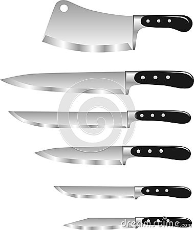 Vector - Chef Kitchen Knives and Cleaver Vector Illustration