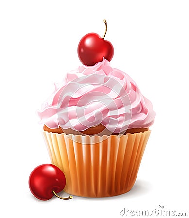 Vector cherry cupcake Vector Illustration