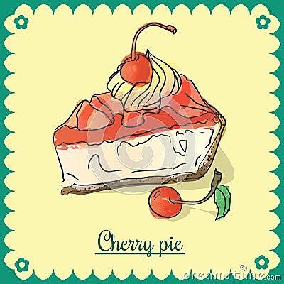 Vector cherry pie. Vector Illustration