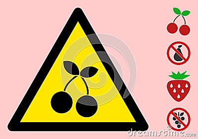 Vector Cherry Warning Triangle Sign Icon Stock Photo