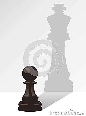 vector chess pawn with the shadow of a king Vector Illustration