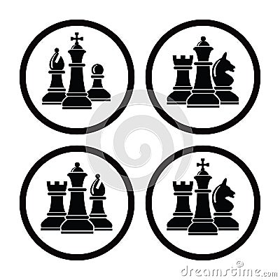 Vector chess piece set icons for logo design Vector Illustration