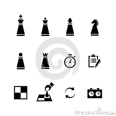 Vector Chess pieces Black icons set Vector Illustration