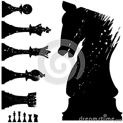 Vector chess pieces in grunge style Vector Illustration