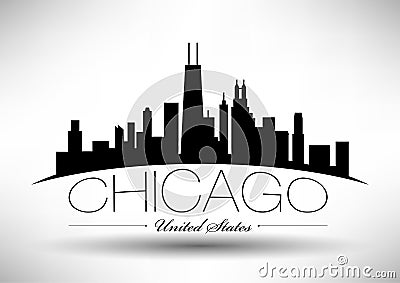 Vector Chicago Skyline Design Stock Photo