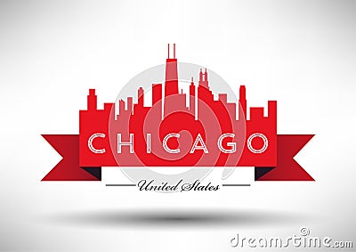 Vector Chicago Skyline Design Stock Photo