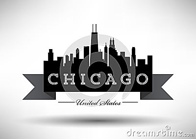 Vector Chicago Skyline Design Vector Illustration