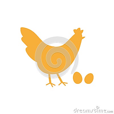 Vector chicken with fresh eggs. Nature farm organic food illustration Vector Illustration