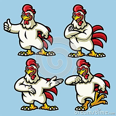 Chicken Mascot in set Vector Illustration